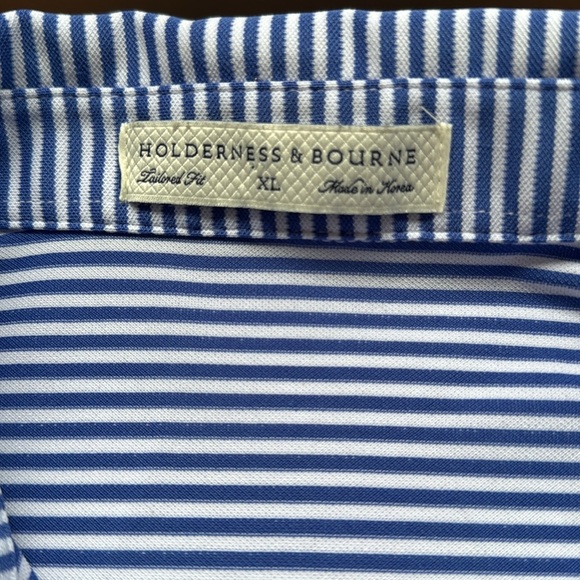 Holderness & Bourne Blue Striped Polo Shirt - Picture 5 of 9